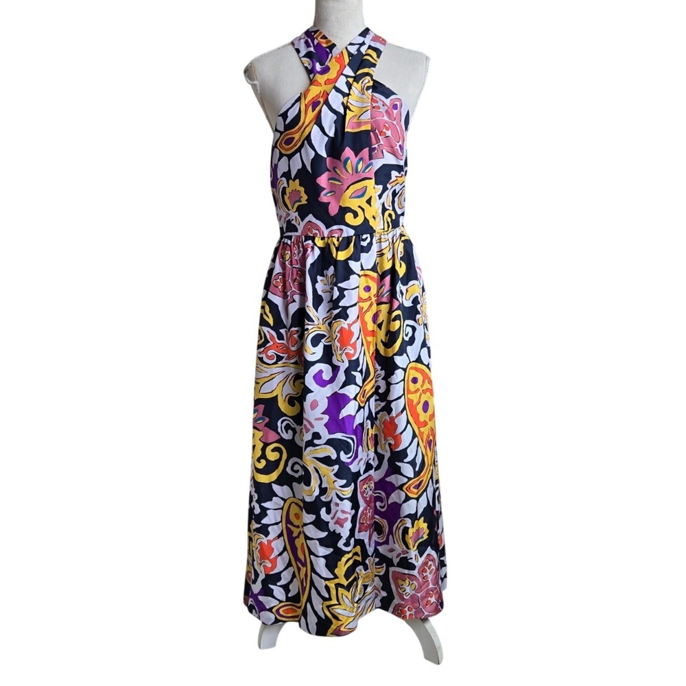 J. Crew Size 2 Paisley Silk Floral Print Luxury Halter Maxi Sarong Party Dress